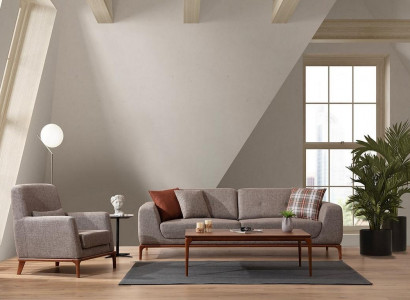 Luxury Sofa Set 3-Seater Armchair Fabric Modern Gray Modern Set New